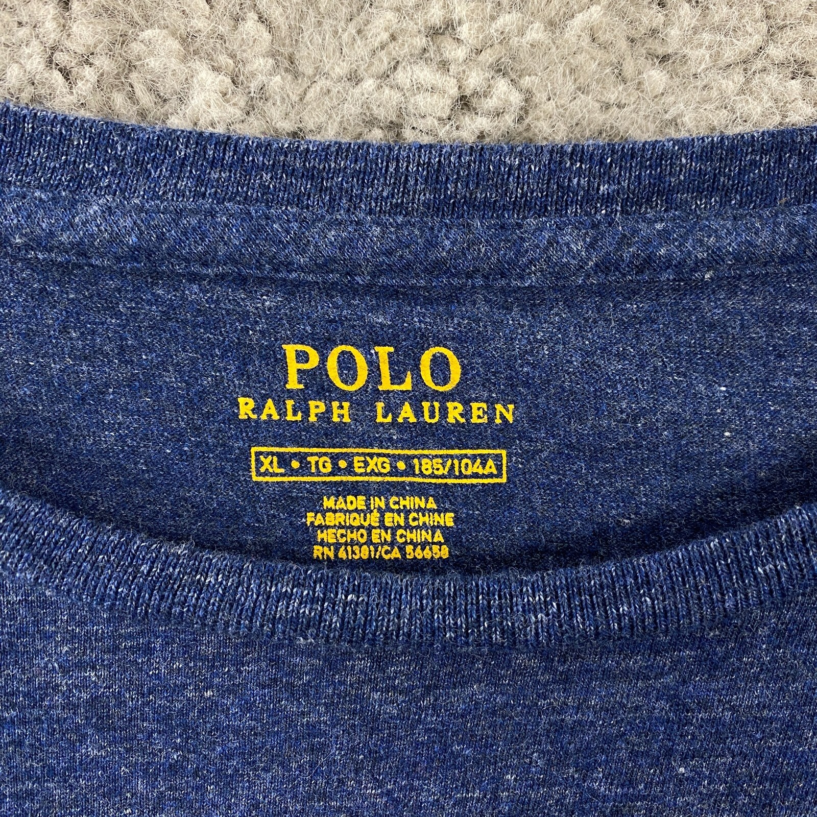 Polo Ralph Lauren cotone jersey manica lunga t shirt uomo XL blu pony logo girocollo