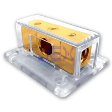 2-Way Car Audio Solar Amp Power/Ground Cable Splitter Distribution Block 1/0ga