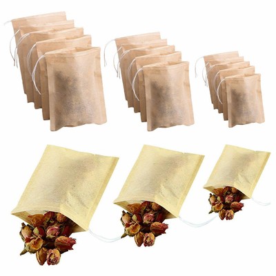 100Pieces Disposable Empty Tea Filter Bags w/ Drawstring for Scented Tea
