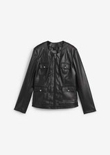 Kurze Lederimitatjacke Gr. 42 Schwarz Damen-Jacke Bikerjacke Kurzjacke Neu*