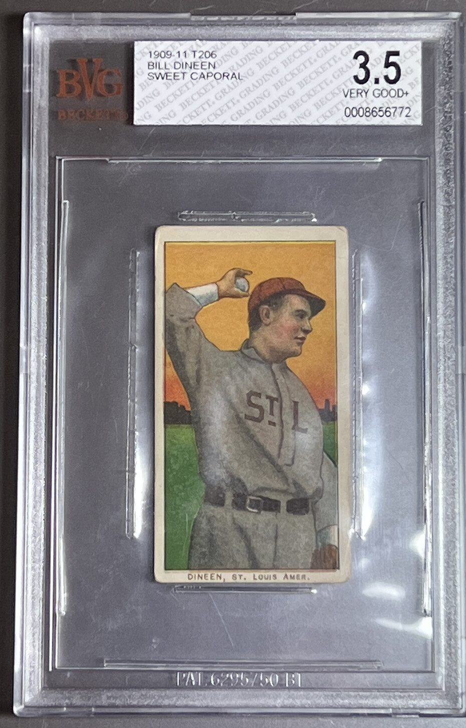 1909-11 T206 Bill Dineen BVG 3.5 VG+ Nice
