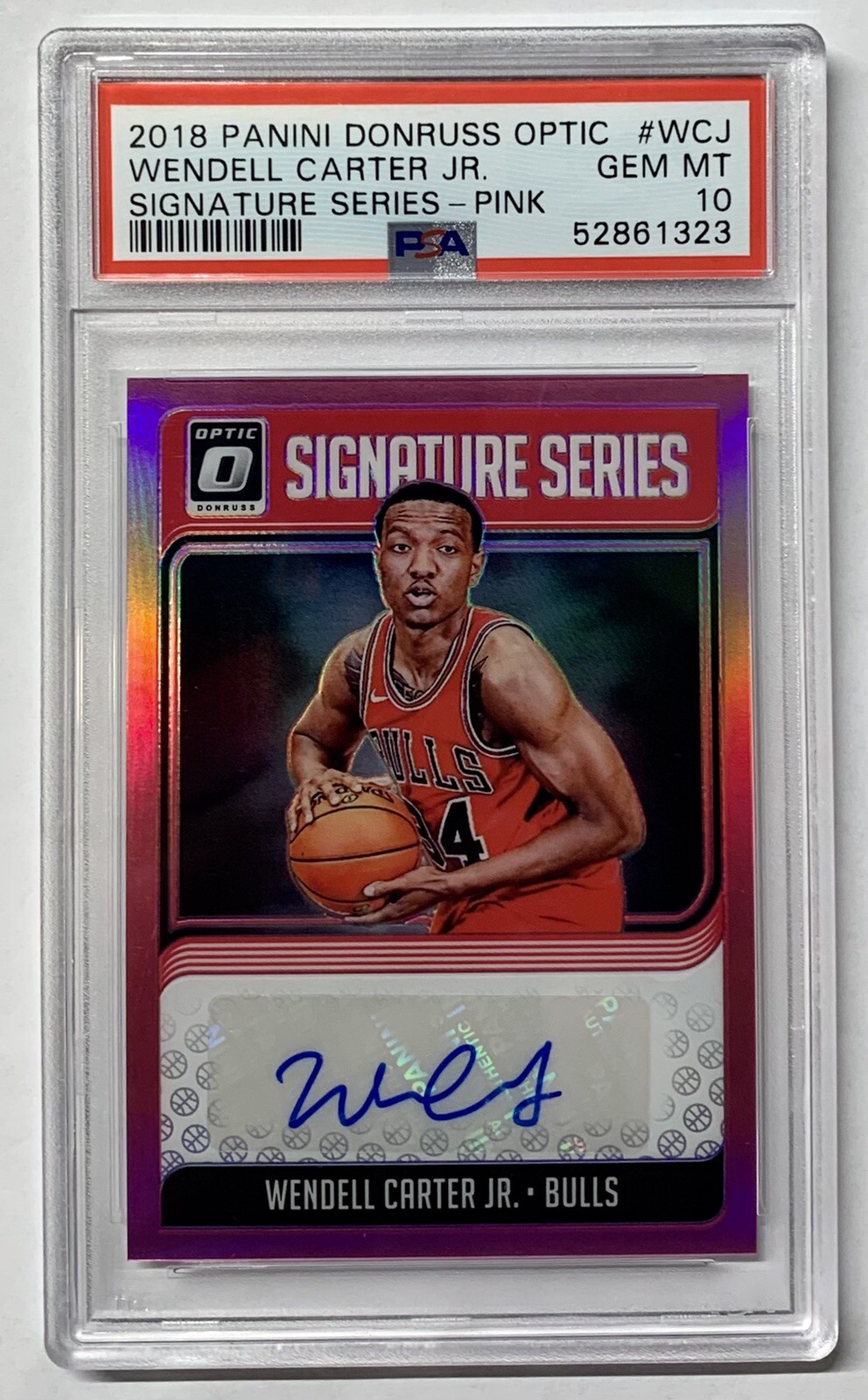 WENDELL CARTER JR 2018 PANINI OPTIC SIGNATURE PINK RC #WCJ 14/25 PSA 10 ROOKIE