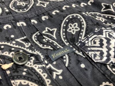 KAPITAL スマイルプリント 袖ボタン ブラック 日本製 楽天市場