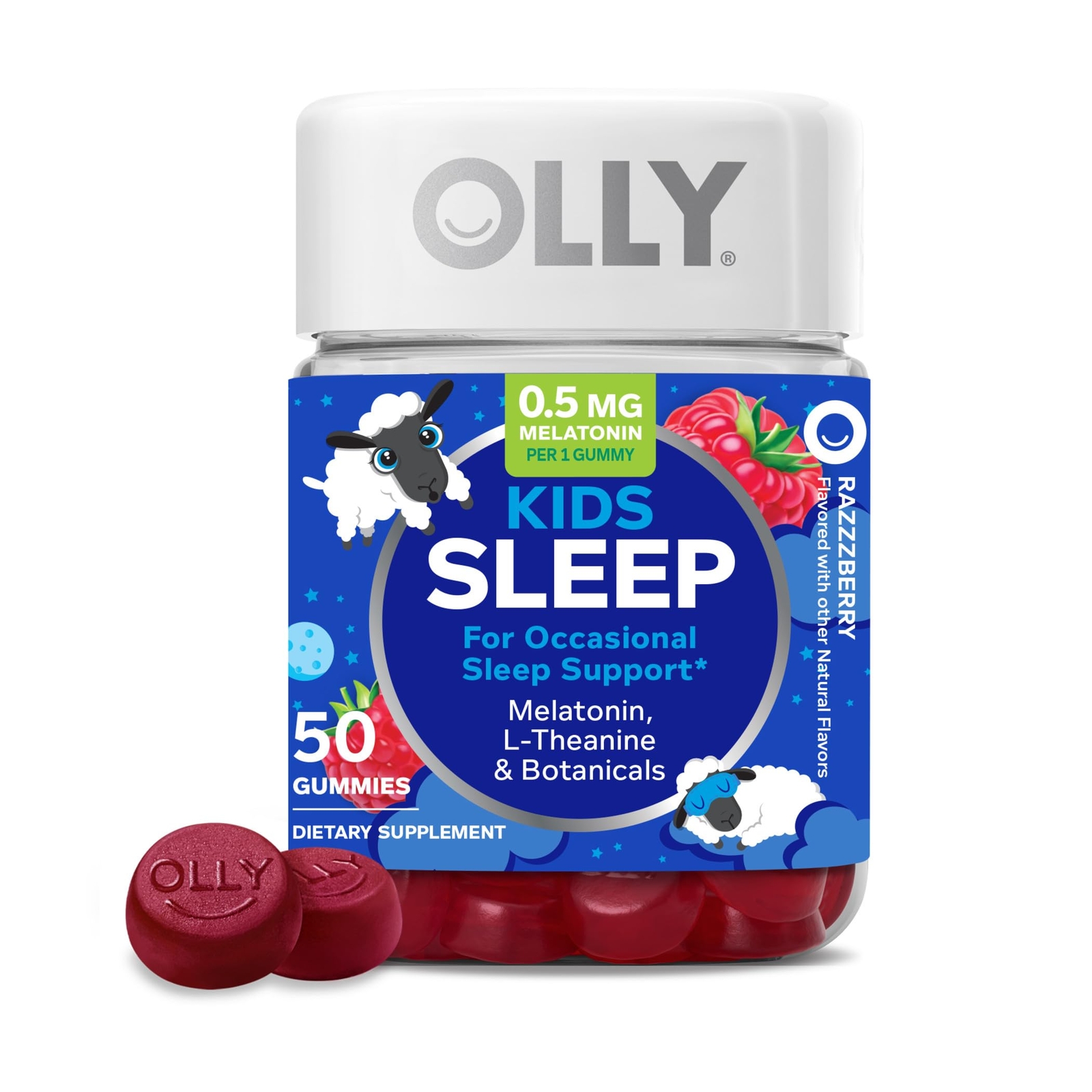 Kids Sleep Gummy Occasional Sleep Support 0.5mg Melatonin L Theanine Chamomil...