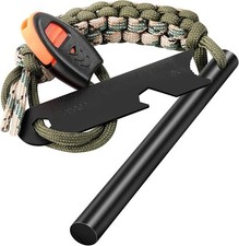 Survival Fire Starter Kit   4" Ferro Rod Flint Tool w/ Striker  Cord