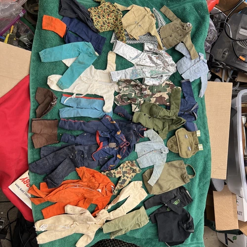 GI JOE  VINTAGE 1960’s-1970’s  CLOTHING LOT MP TOPS W/ FIELD JACKETS Pants Lot