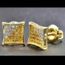 0.30 Ctw Lab Created Yellow White 14K Yellow Gold Over Kite Pave Stud Earrings