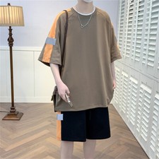 Men Summer Outfit 2-Piece Set Short Sleeve T-Shirt and Shorts Sweatsuit Set
