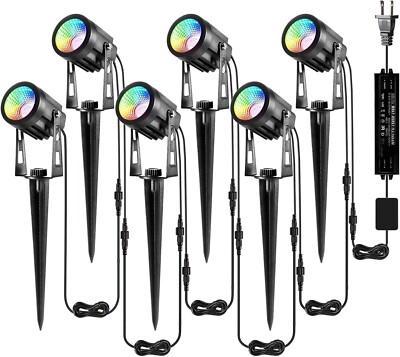 ALOVECO RGB Spotlight Outdoor 1800LM LED Color Changing Landscape Lights 12V Low