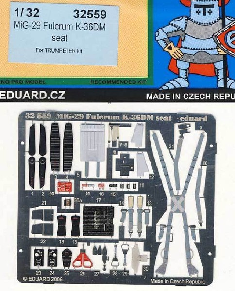 Eduard - Mig-29 Fulcrum K-36DM Seat Seatbelts Sitz-Gurte ÄTzteile 1:32 Trumpeter-image