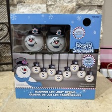 Frosty The Snowman Gemmy Set Of 8 Blinking Led Christmas String Lights "video"