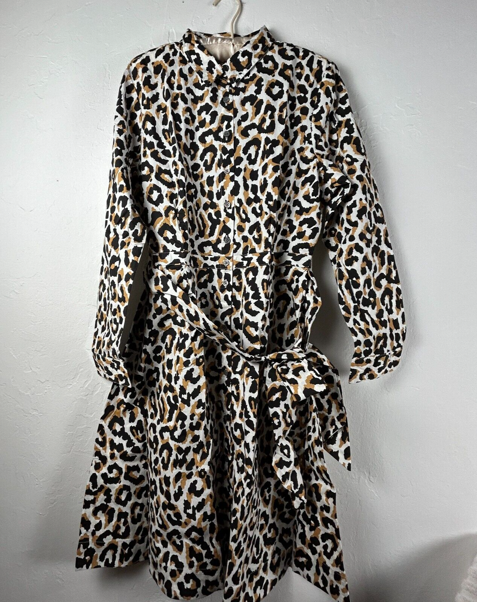 J Crew Long-sleeve Mini Sweater-dress In Leopard Size Xl J CREW