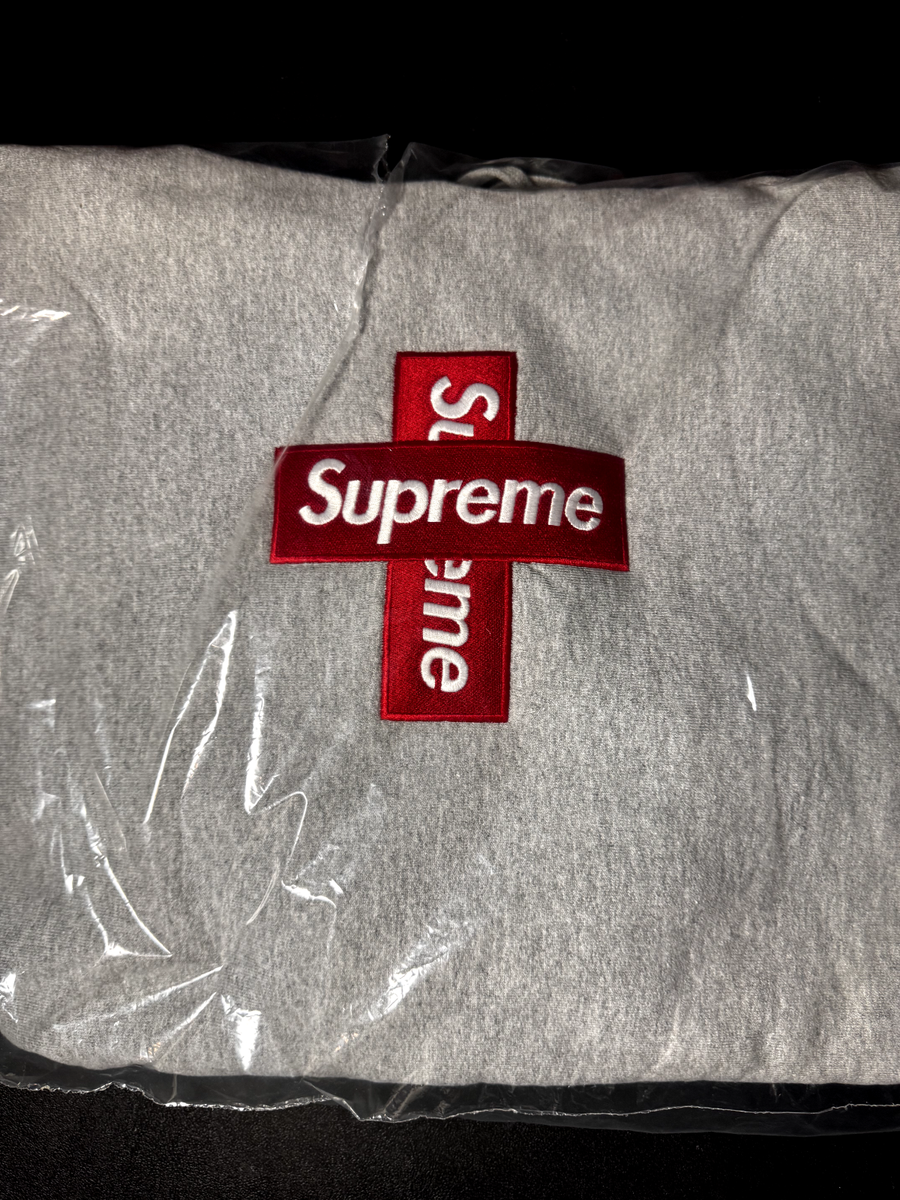 Supreme Cross Box Logo Grey Sweatshirt- Size XLarge - NEW | eBay