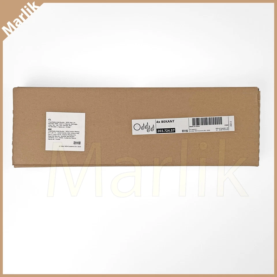 Упаковка из 4, Ikea BEKANT ролики колеса ноги, белый резиновое покрытие, 203.724.57, новый - Изображение 2 из 4