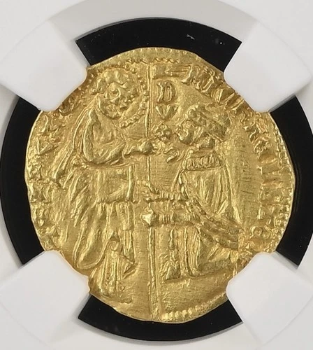Italy: Venice. NGC AU58 Michele Steno. Gold Ducat 1400-1413