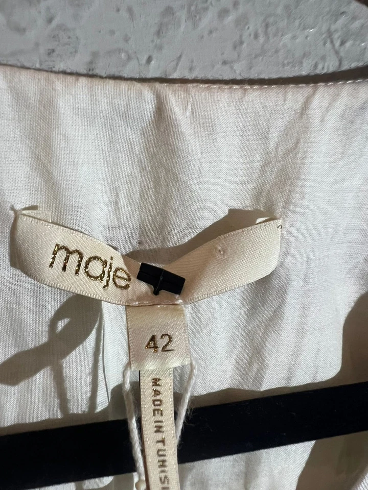 Maje сплетенный комбинезон v-образным вырезом полоски эластичный пояс женщин размер XL слоновой кости коричневый новый с Ярлыками - Изображение 4 из 4