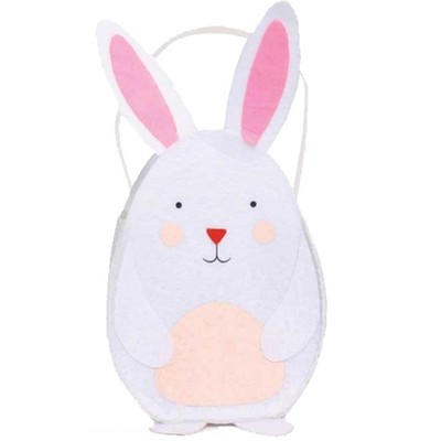 Easter Felt Bag White Bunny Design Egg Hunt Bucket