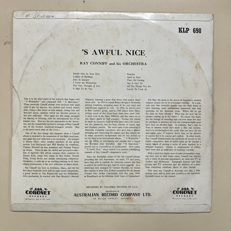 Ray Conniff - ’s Awful Nice   vinyl record LP album - Image 2 of 4