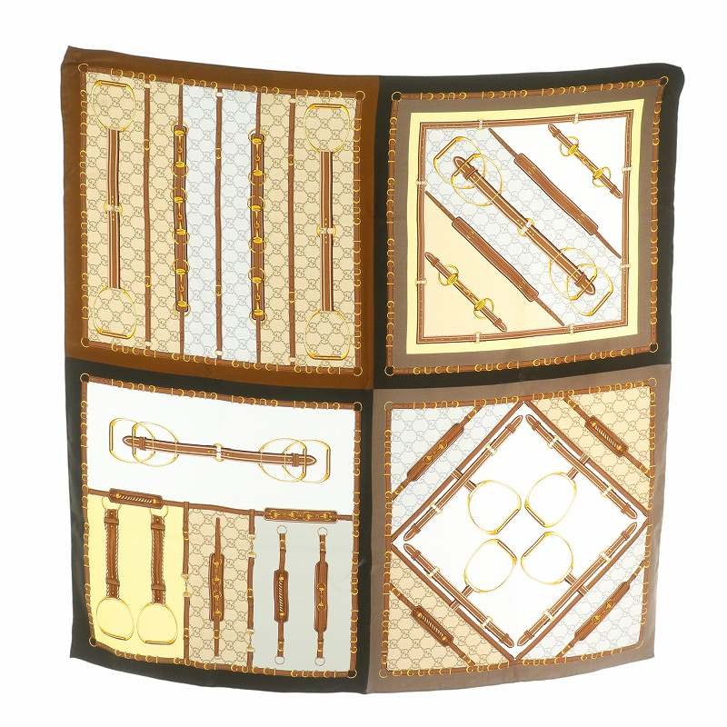 Gucci VP08 Silk Scarf Stole 100 Heritage Belt GG Pattern Large Size