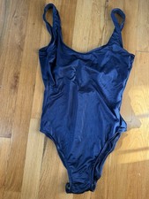 Robby Len One Piece Bathing Swimsuit Navy Blue Size 12 US Vintage