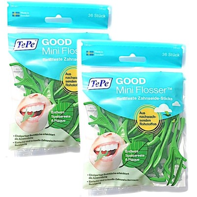 2x TePe Good Mini Flosser -2x  36 St. Zahnseidehalter Halter mit Zahnseide