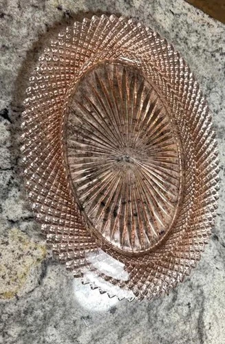 Antique Pink Depression Glass MISS AMERICA Oval Platter Anchor Hocking RARE 30s