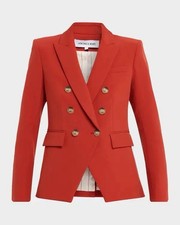 Veronica Beard Miller Scuba Dickey Jacket Blazer Red Size 8 Faux Wood Buttons