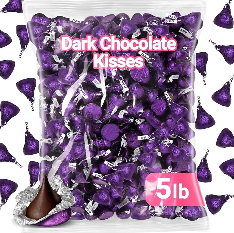 Hershey's Kisses Dark Chocolate Bulk Candy, Mildly Sweet, 5 Pound Bag