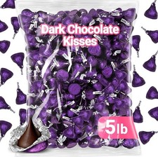 Hershey's Kisses Dark Chocolate Bulk Candy, Mildly Sweet, 5 Pound Bag
