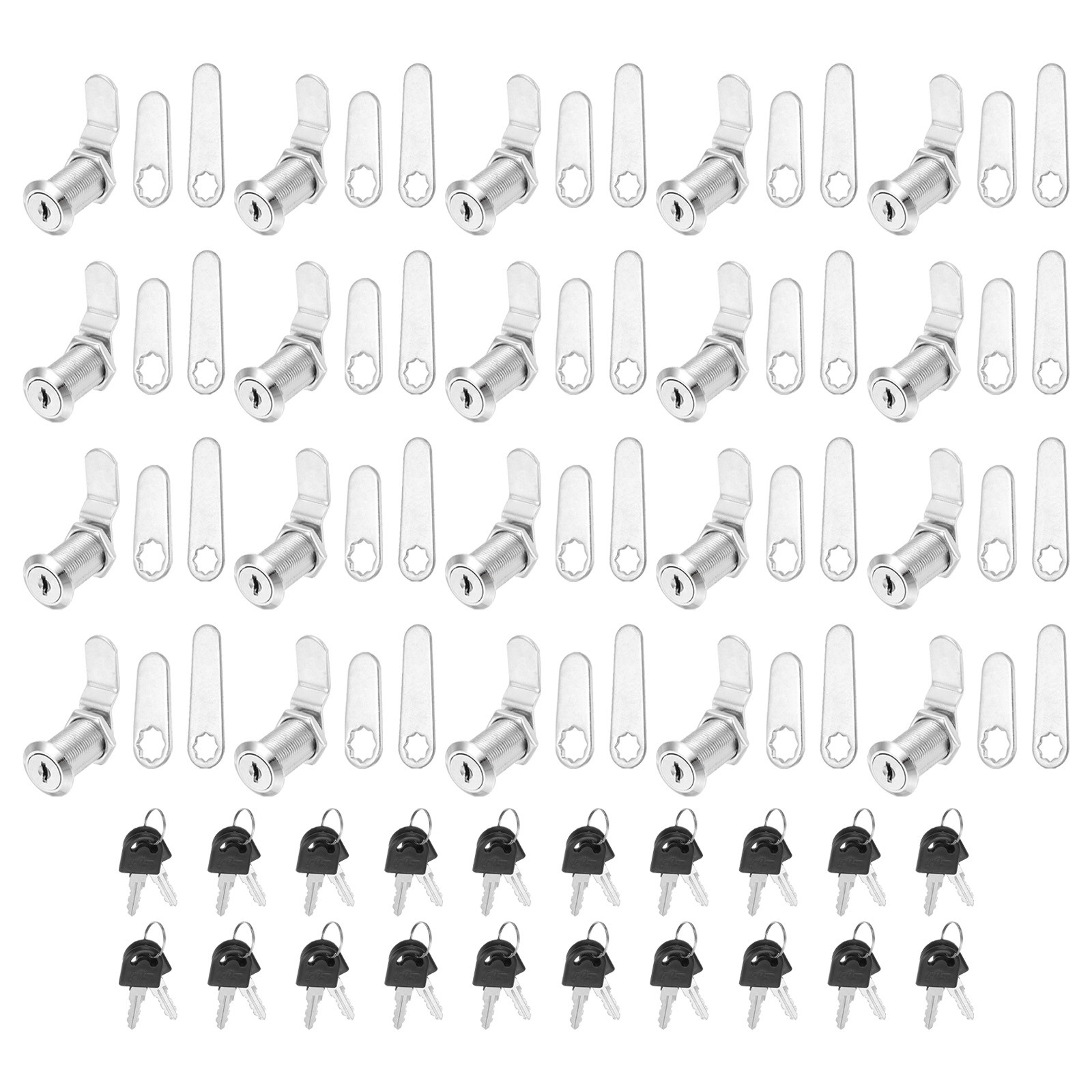20 Pack Keyed Alike Cabinet Locks with Key 1-1/8 Inch for RV Drawer, Silver