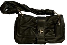 RARE VTG COACH 13409 BLACK LEATHER SMALL CLUTCH BAGUETTE PARKER SHOULDER BAG Y2K