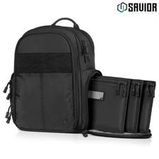 Savior SEMA Compact Pistol Range Backpack w/ 3 Handgun Sleeve Bag Gear Organizer
