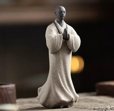 Ceramics Standing Monk Statue Praying Buddha Buddhism Zen Figure Decor