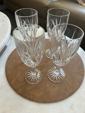 4 WATERFORD Crystal  Marquis Pattern Stemmed Glass (Water or Iced Tea), 8.4" 