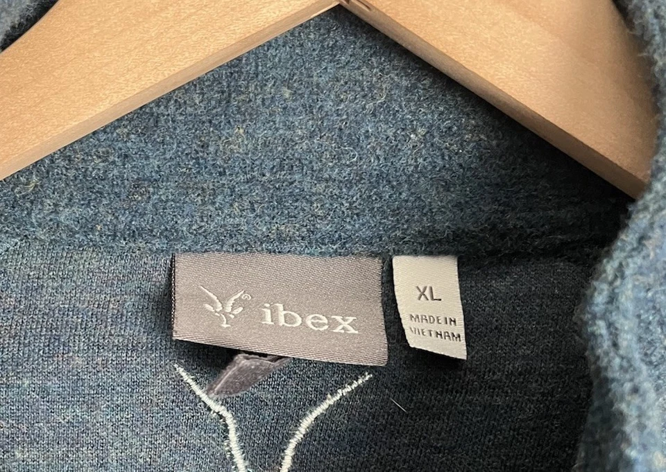 Ibex Men's XL 1/2 Zip Merino Wool Blend Pullover - Blue - Image 4 of 4