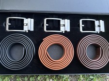 Buckley Men's Dress Belt Set Black Brown Tan Adjustable Buckle Nickel Hardware
