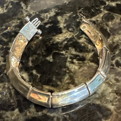 Robert Lee Morris RLM 925 Vntg Sterling Silver Modernist Y2K Chunky Bracelet A1