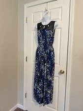 Unbranded Stretch Blue/Black Animal Print Maxi Dress Sz XXL