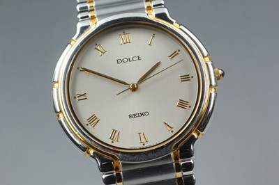 Vintage 1992 N MINT Seiko Dolce 5E31-6C70 Two-Tone Round HAQ Qz
