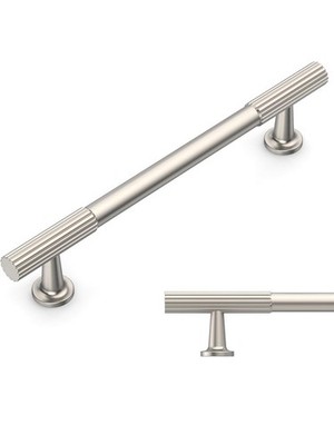 Amerdeco 10 Pack Brushed Satin Nickel Cabinet Pulls 5 Inch(128MM) Hole Centers