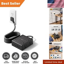 Wall-Mountable 10Ft Power Strip Surge Protector with 8 Outlets  4 USB Ports