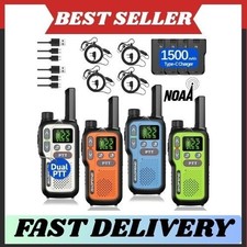 Walkie Talkies 4 Pack Rechargeable FRS 2 Way Radios NOAA VOX USB-C 1500mAh