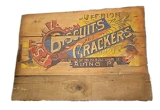F S Wertz & Co Biscuits Reading Pa Antique Woodomen Crate Box Paper Label Lid 