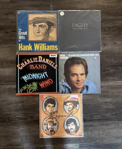 Lots of 5 Vinyl Records Country Rock Various Artists Merle Hank Eagles Charlie