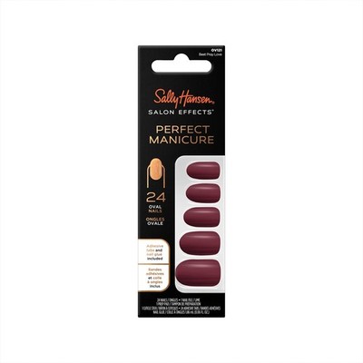 Sally Hansen Salon Effects Perfect Manicure, Press On Nails, Oval, Beet Pray