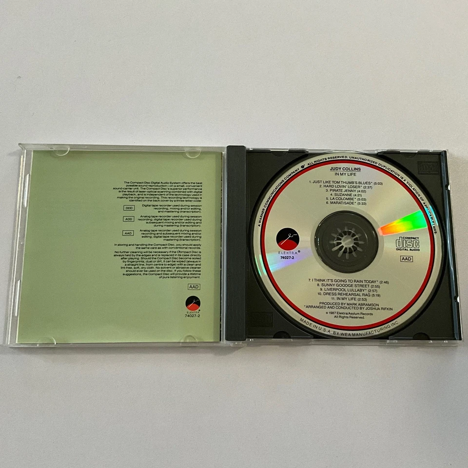Judy Collins - In My Life CD 1988 Elektra Folk Rock AAD early pressing Foto 2 de 3