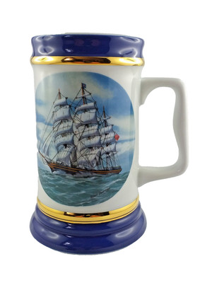 Bierkrug Danbury Mint, Sea Witch, Entwurf Robert Devereaux, Goldränder