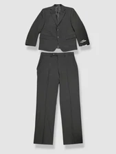 Perry Ellis Men's Black Solid Modern Fit 2-Piece Jacket Pants Suit Size 38S