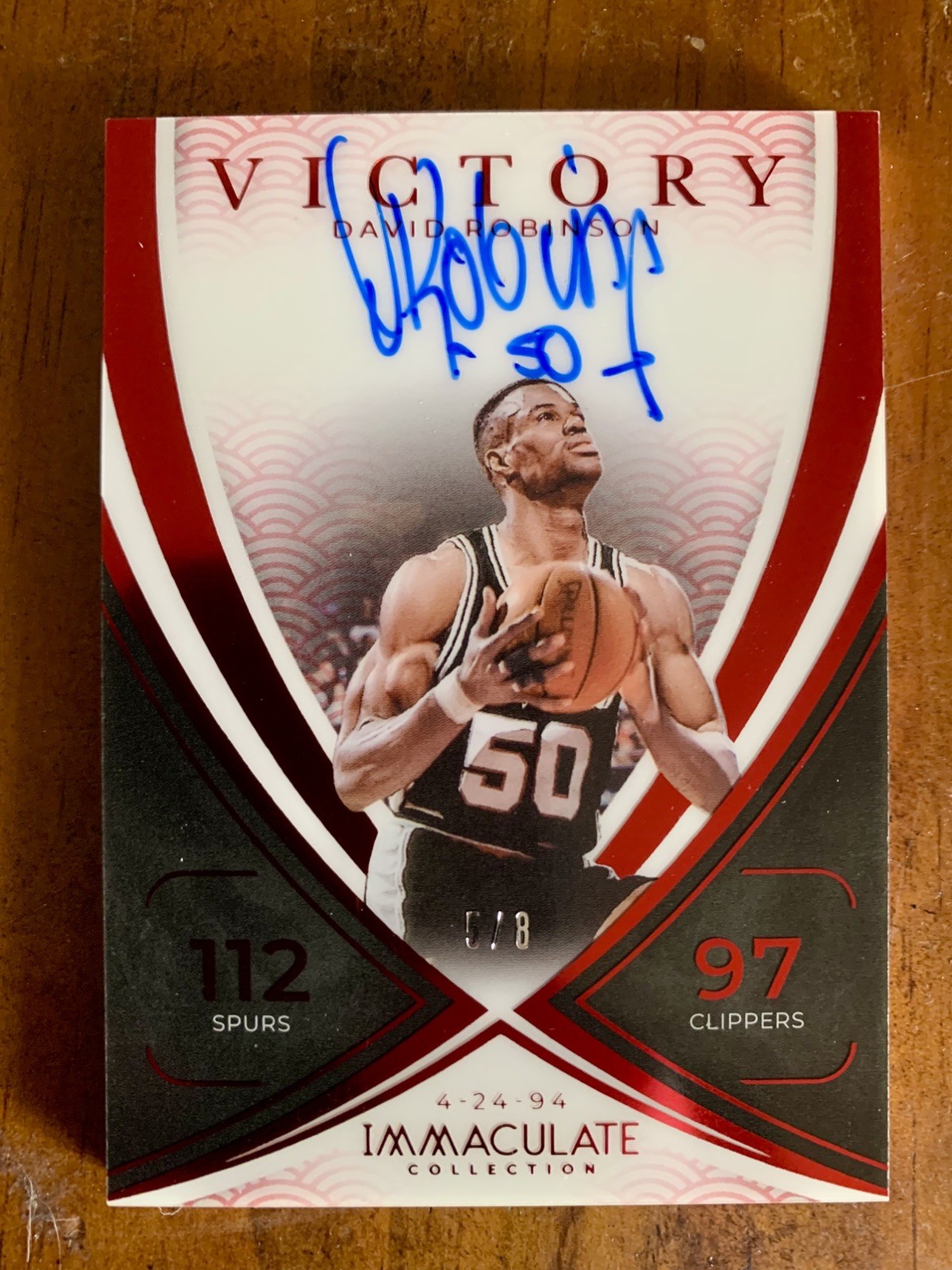 2024-25 Immaculate David Robinson Victory Auto 5/8 Red On Card 