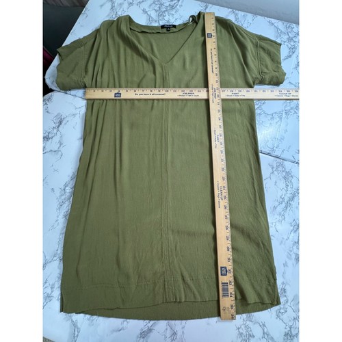 Madewell Womens T-Shirt Dress Army Green Knee Length V-Neck Flowy Rayon Size M - 第 5/10 張圖片